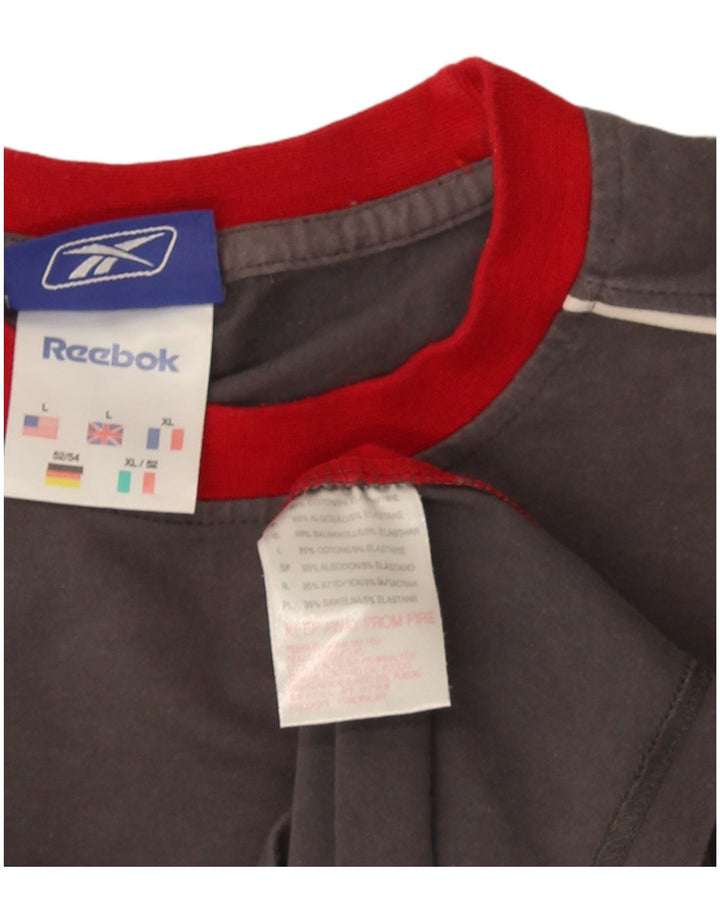 Reebok Mens T-Shirt Top Large Grey Colourblock Cotton