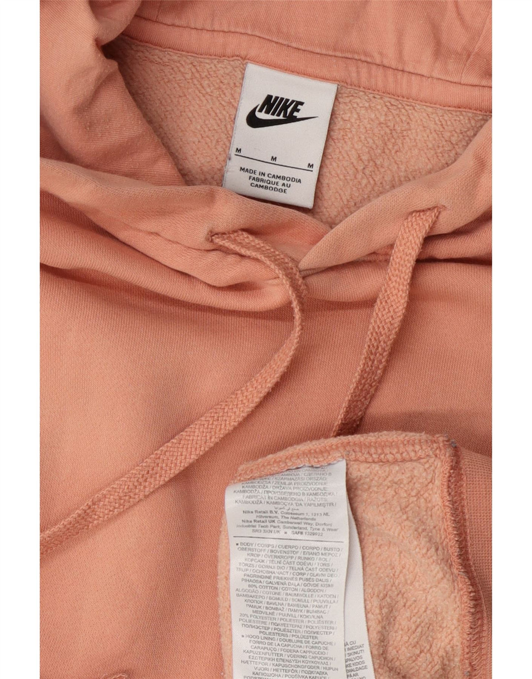 Nike Womens Oversized Hoodie Jumper UK 14 Medium Pink Cotton