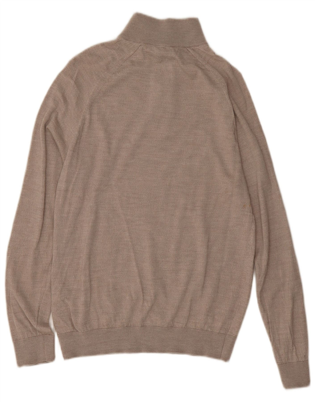 REISS Mens Zip Neck Jumper Sweater Large Grey Wool