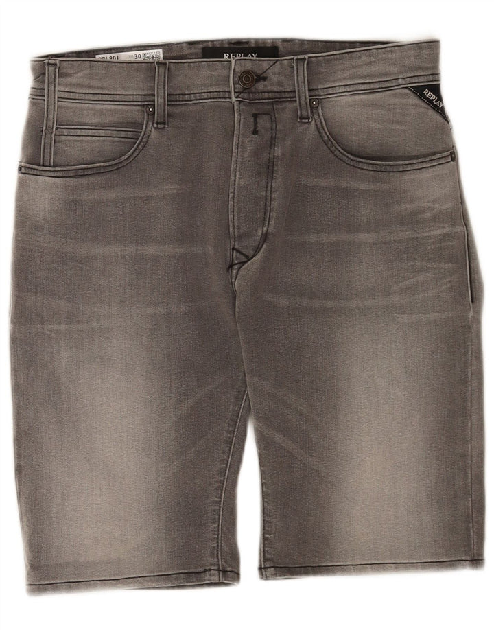 Replay Mens Larston Denim Shorts W30 Medium Grey Cotton
