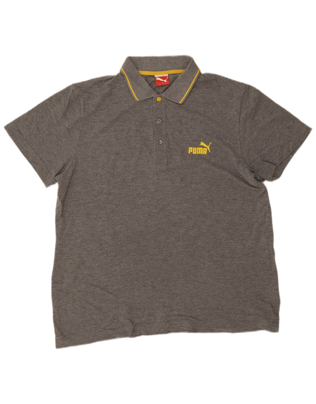 Puma Mens Polo Shirt Large Grey Striped Cotton