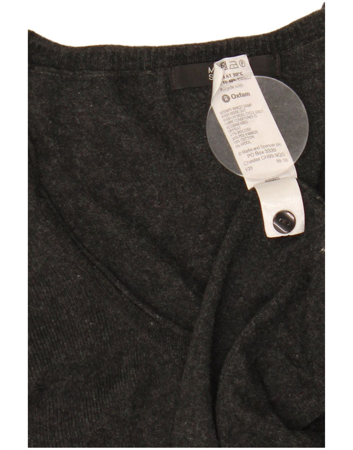 Marks & Spencer Womens Longline Cardigan Sweater UK 14 Large Grey Viscose