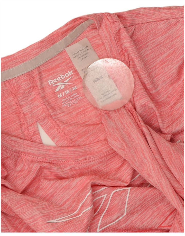 Reebok Womens Graphic T-Shirt Top UK 12 Medium Pink Flecked Polyester