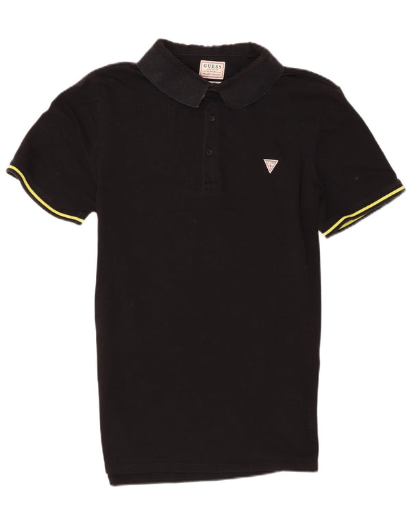 Polo Guess da uomo a maniche corte, vestibilità regolare, in cotone nero medio