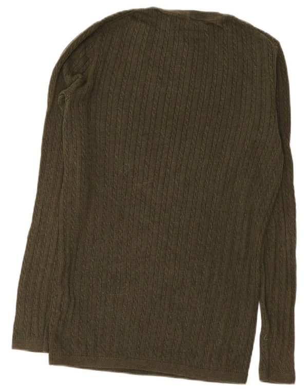 Tommy Hilfiger Womens Crew Neck Jumper Sweater UK 10 Small Green Cotton