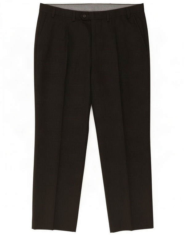 Pantaloni da abito con pegging da uomo Marks & Spencer W36 L29 Poliestere gessato marrone