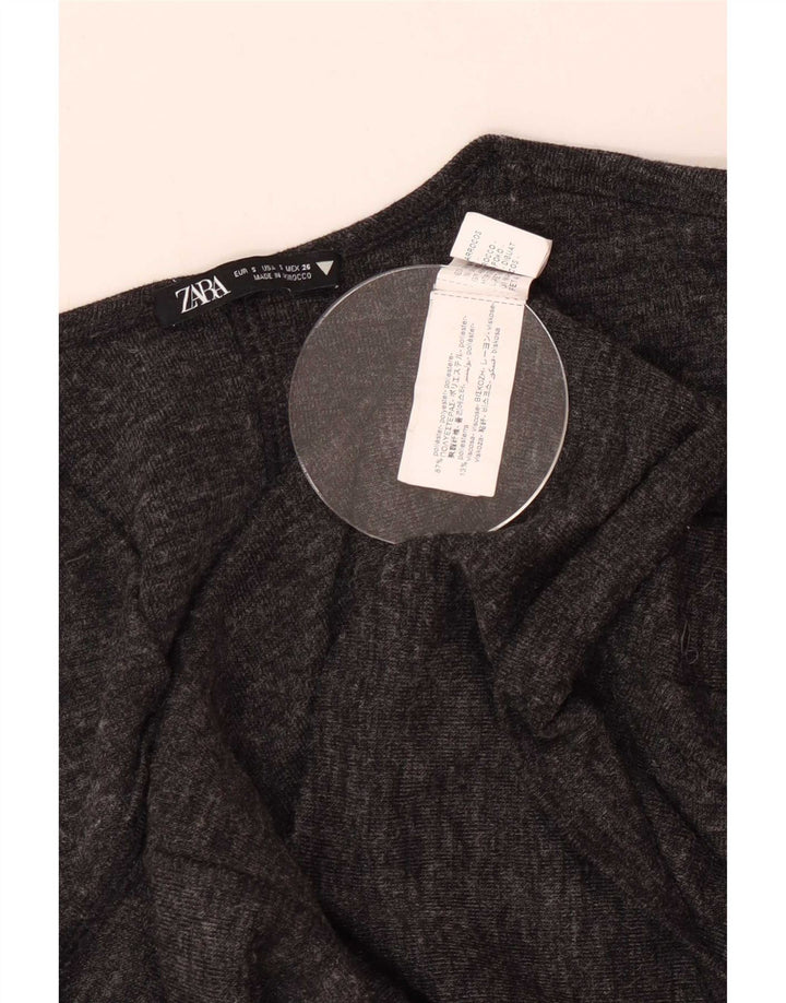 Blusa oversized feminina Zara UK 10 poliéster manchado cinza pequeno