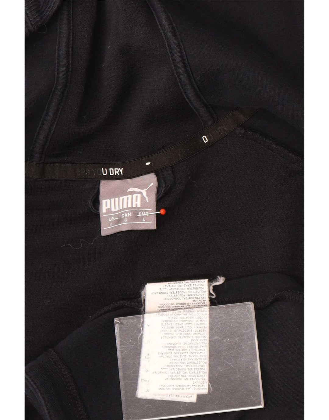 Felpa con cappuccio e zip da uomo Puma Large nera in poliestere