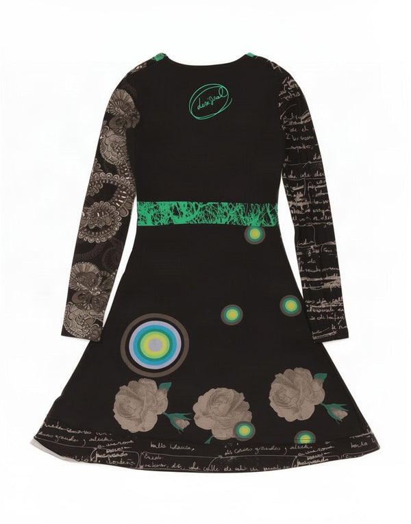 Rochie A-Line cu mânecă lungă pentru femei Desigual UK 12 Medium Black Spotted