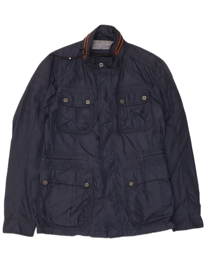 HUGO BOSS Mens Utility Jacket EU 46 Small Navy Blue Polyamide