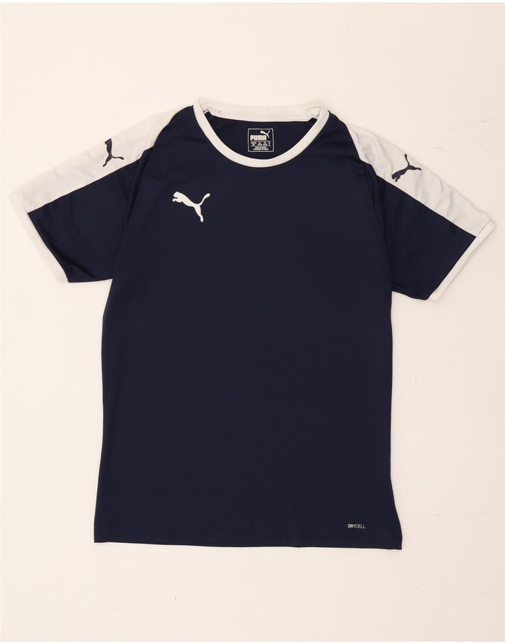 Puma Mens T-Shirt Top Small Navy Blue Colourblock