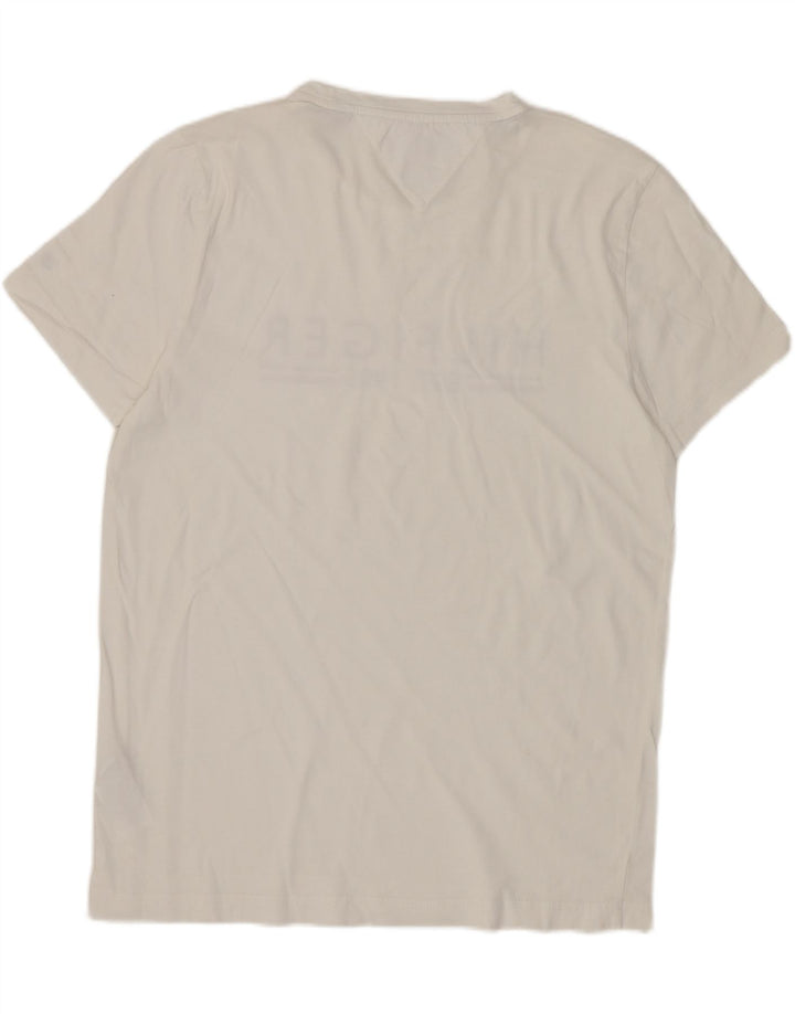 TOMMY HILFIGER Mens Graphic T-Shirt Top Medium White Cotton