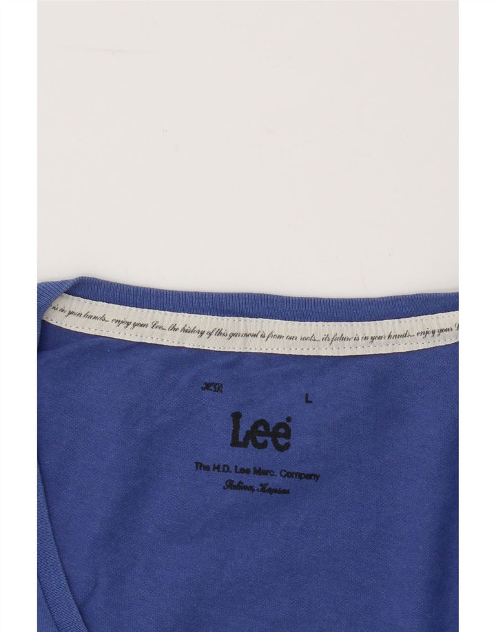 LEE Womens Graphic T-Shirt Top UK 14 Large Blue Vintage Lee and Second-Hand Lee from Messina Hembry 