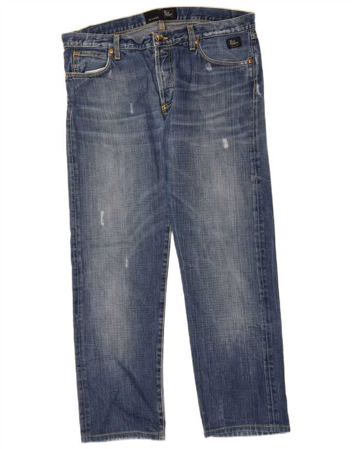 Roy Rogers Herre Distressed Straight Jeans W35 L29 Blå