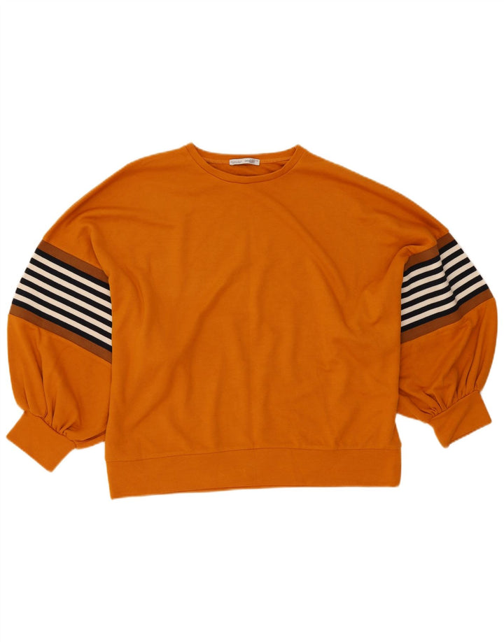 Zara Womens Oversized Sweatshirt Jumper UK 10 Small Orange Striped