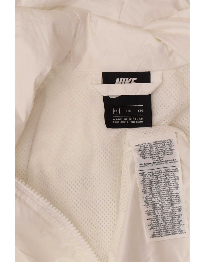 Giacca antipioggia con cappuccio da uomo Nike UK 44 2XL poliestere bianco