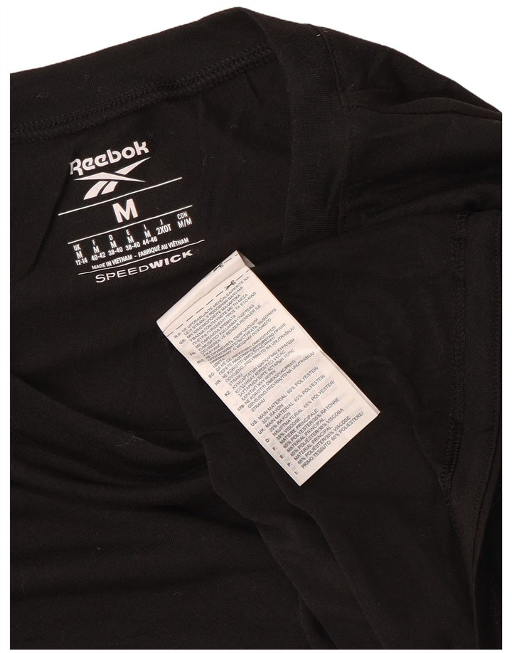 REEBOK Damen Crop Top Langarm UK 12/14 Medium Schwarz Polyester