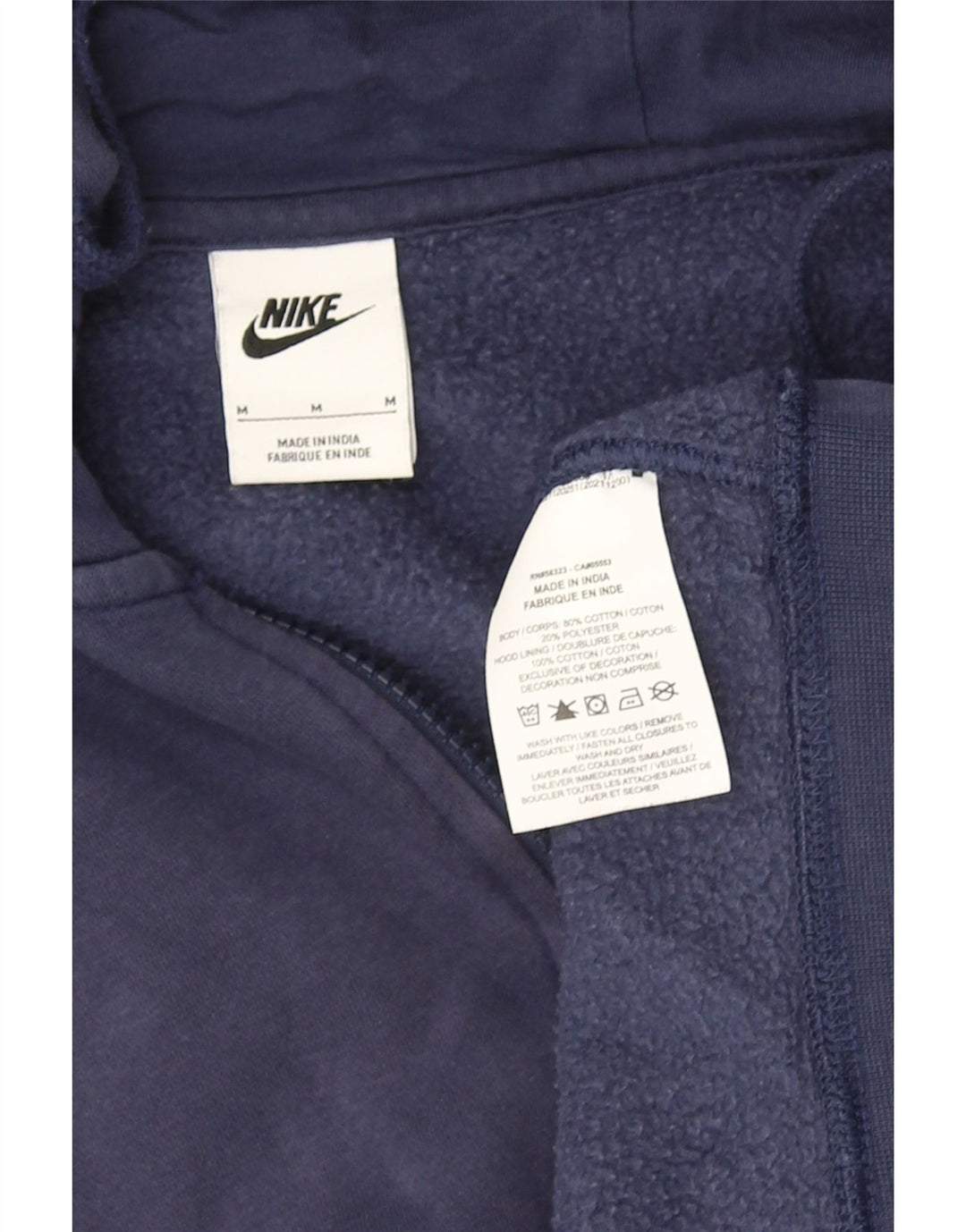 Maglione con cappuccio e zip da uomo NIKE in cotone blu navy medio