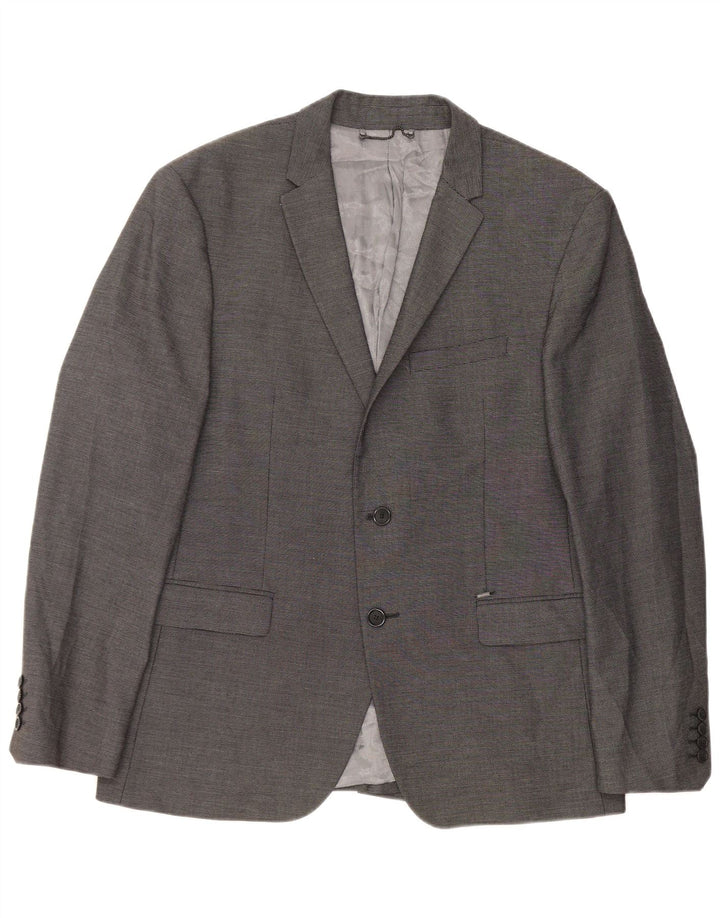Zara Hombre Chaqueta Blazer 2 Botones Talla 54 XL Poliéster Gris