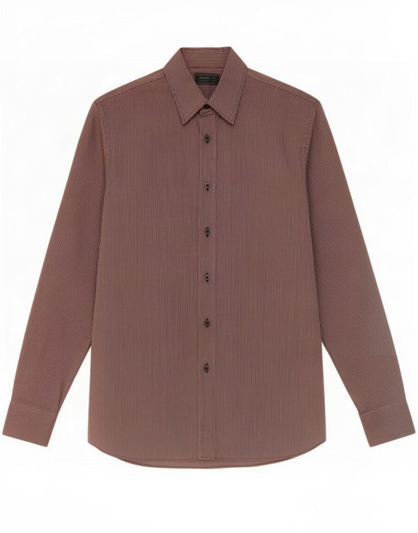 Prada Mens Shirt Size 42 16 1/2 Large Brown Pinstripe Cotton