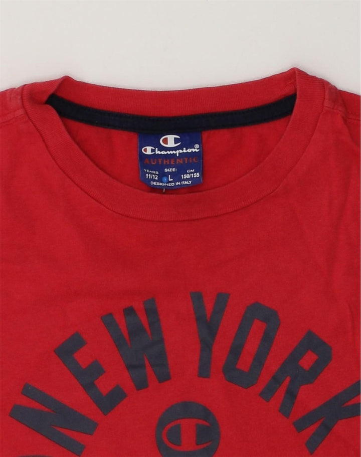 CHAMPION Boys Graphic T-Shirt Top 11-12 Years Large Red | Vintage Champion | Thrift | Second-Hand Champion | Used Clothing | Messina Hembry 