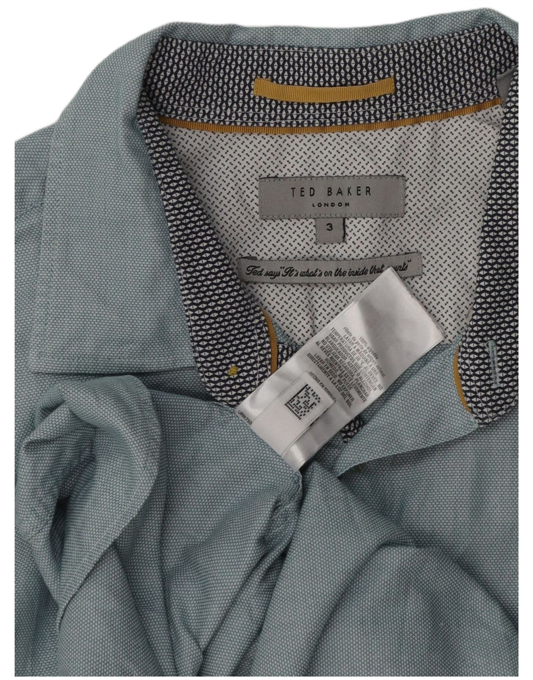 Ted Baker Camisa para hombre Talla 3 Algodón azul medio