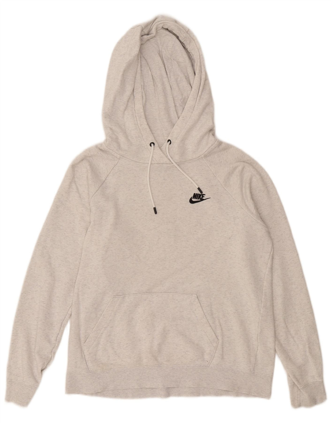Nike Womens Hoodie Jumper UK 14 Medium Grey Cotton