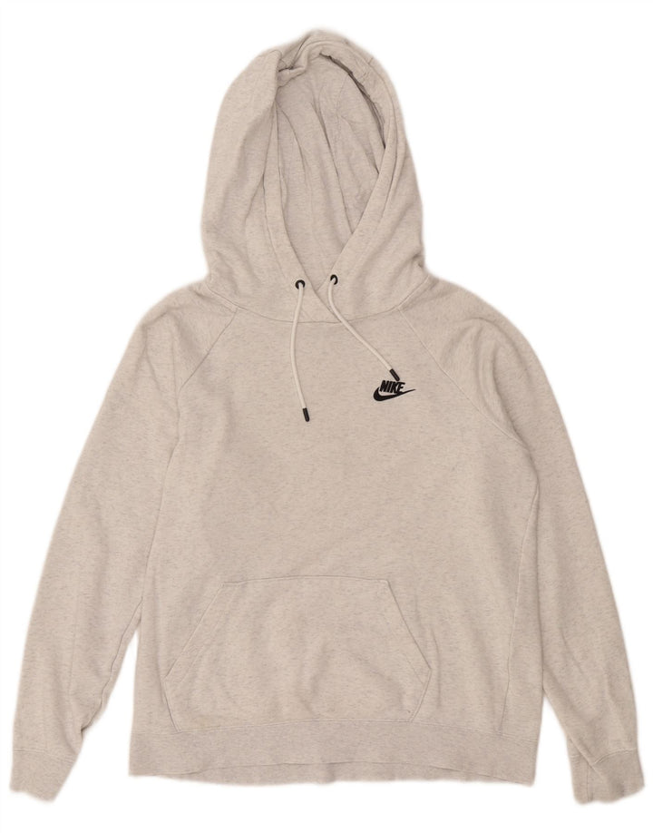 Nike Womens Hoodie Jumper UK 14 Medium Grey Cotton