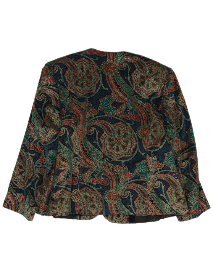 Vintage γυναικείο 3/4 μανίκι μπλέιζερ μπουφάν UK 14 Medium πολύχρωμο Paisley