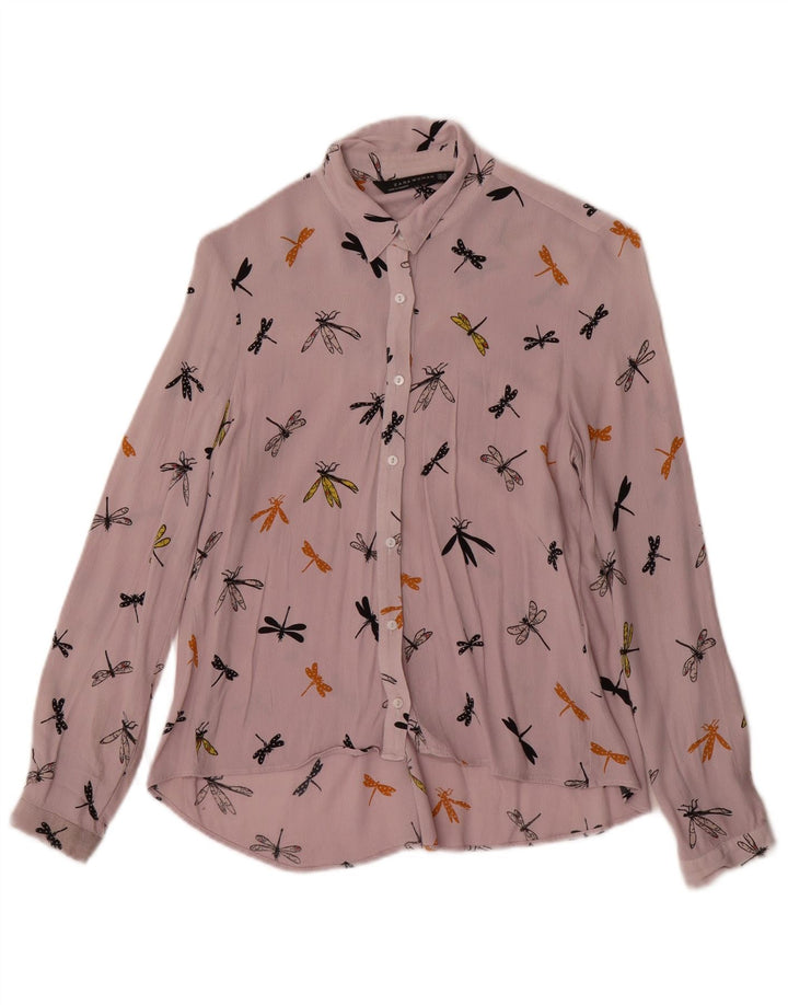 ZARA Womens Abstract Pattern Shirt Blouse UK 6 XS Purple