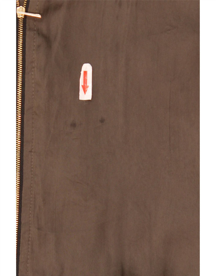 Zara Womens Oversized Bomber Jacket UK 10 Small Khaki Colourblock Polyester