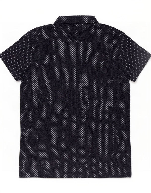 Puma Womens Polo Shirt UK 12 Medium Navy Blue Spotted Cotton