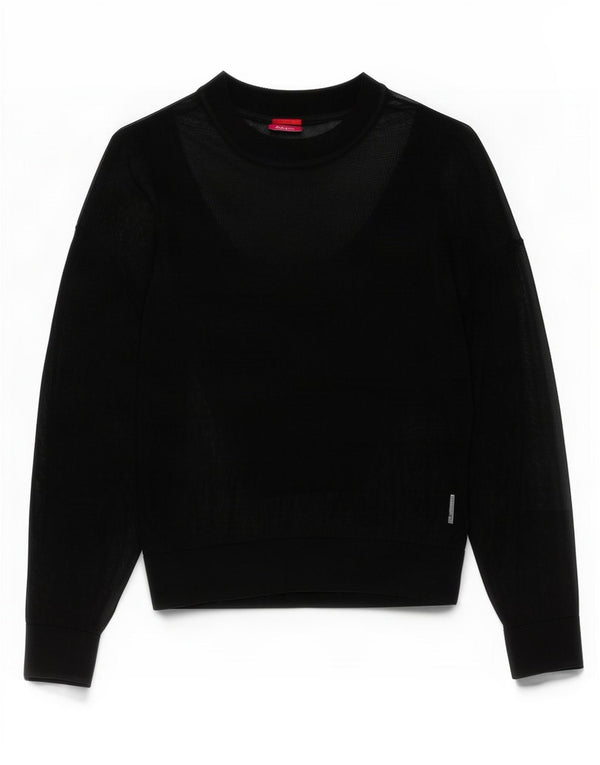 Hugo Boss Damen Top Langarm UK 14 Medium Schwarz