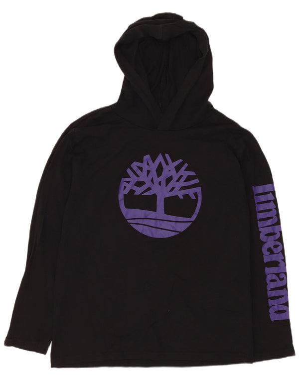 Timberland Boys Graphic Hoodie Jumper 10-11 Years Medium Black Cotton