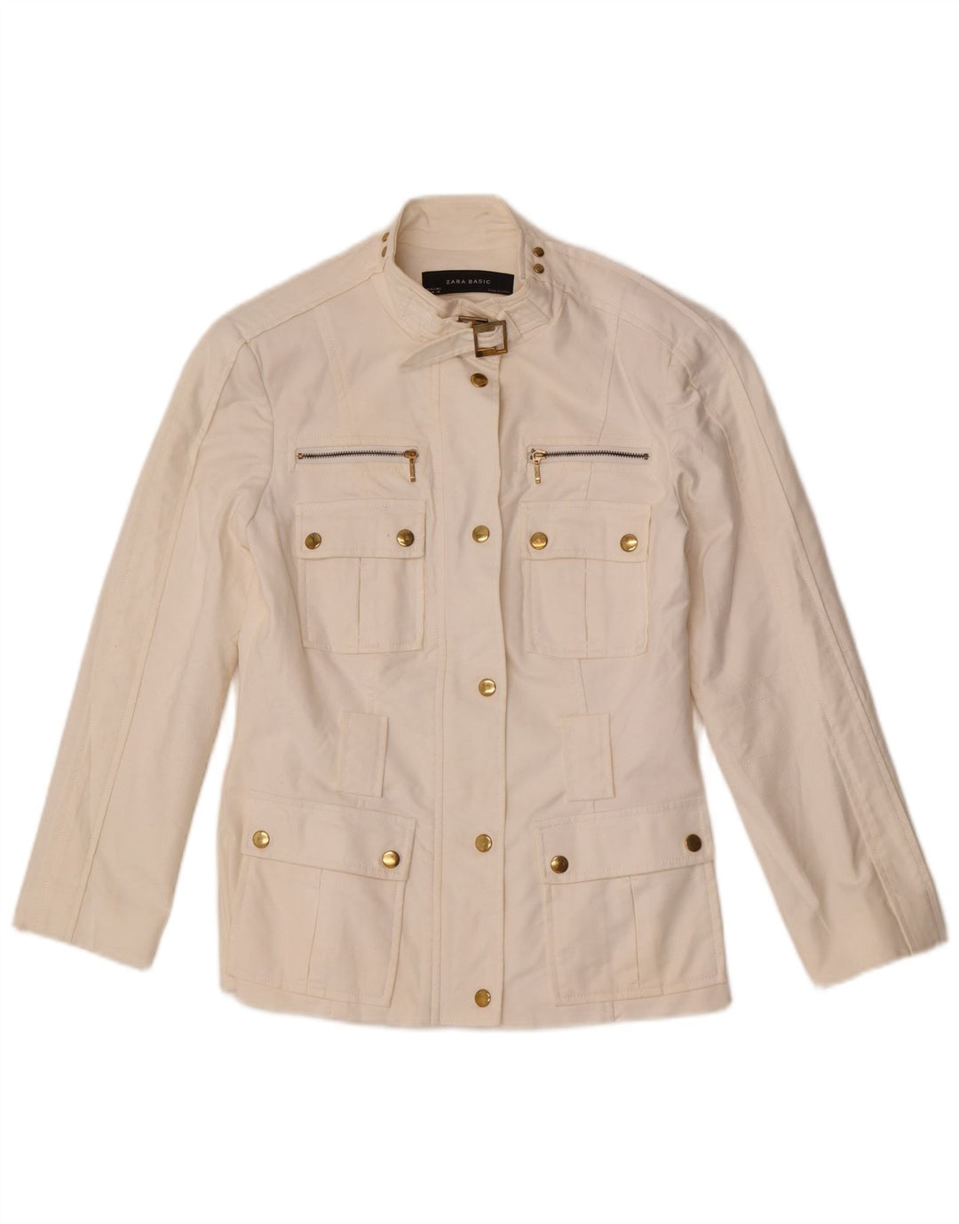 Zara Damen Utility-Jacke UK 12 Mittelweiße Baumwolle