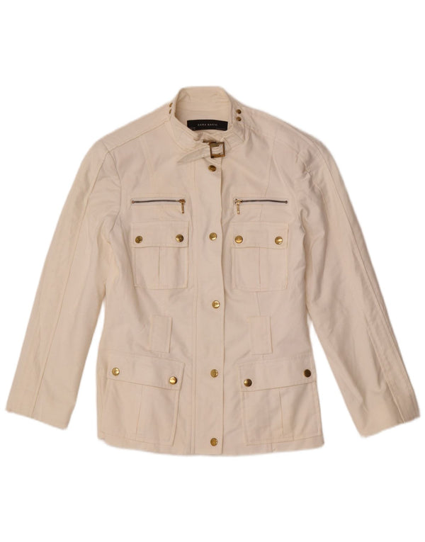 Zara Womens Utility Jacket UK 12 Medium White Bomuld