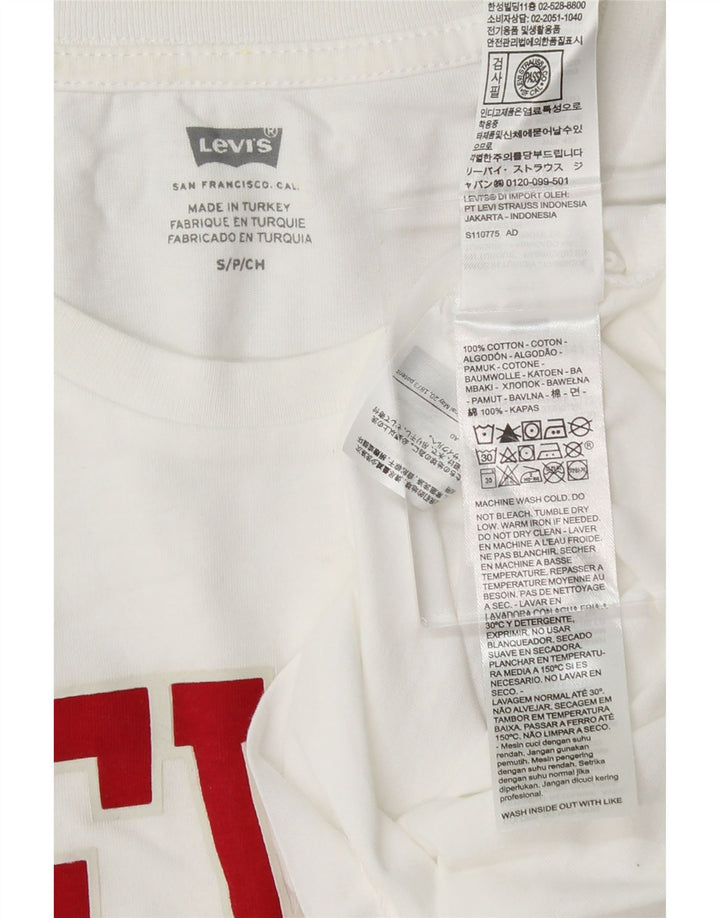 LEVI'S Mens Graphic T-Shirt Top Small White Cotton Vintage Levi's and Second-Hand Levi's from Messina Hembry 