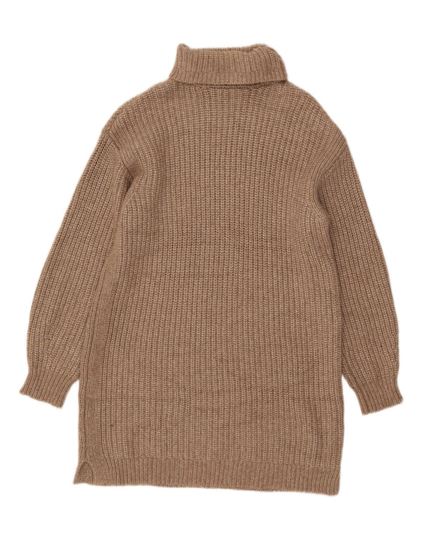 Abito maglione Zara da donna a maniche lunghe con collo alto UK 16 Large Beige Poliestere