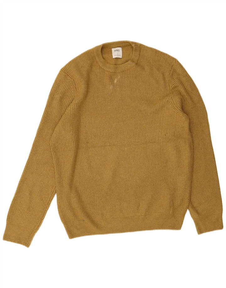 Marks & Spencer Mens Crew Neck Jumper Sweater Large Yellow Polyamide