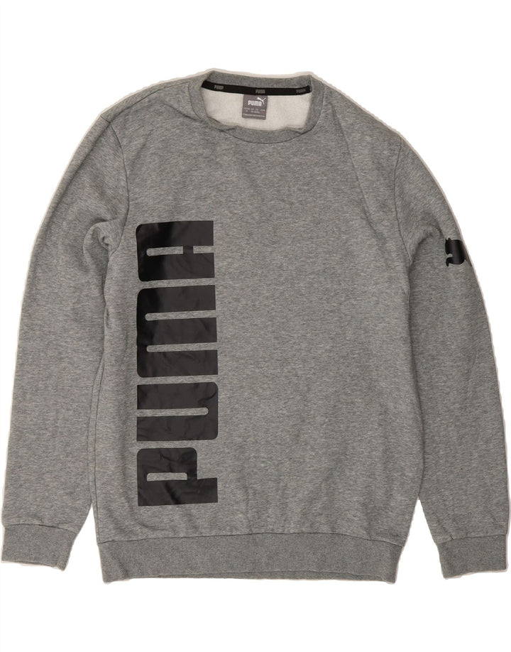 PUMA Mens Graphic Sweatshirt Jumper Medium Grey Cotton Vintage Puma and Second-Hand Puma from Messina Hembry 