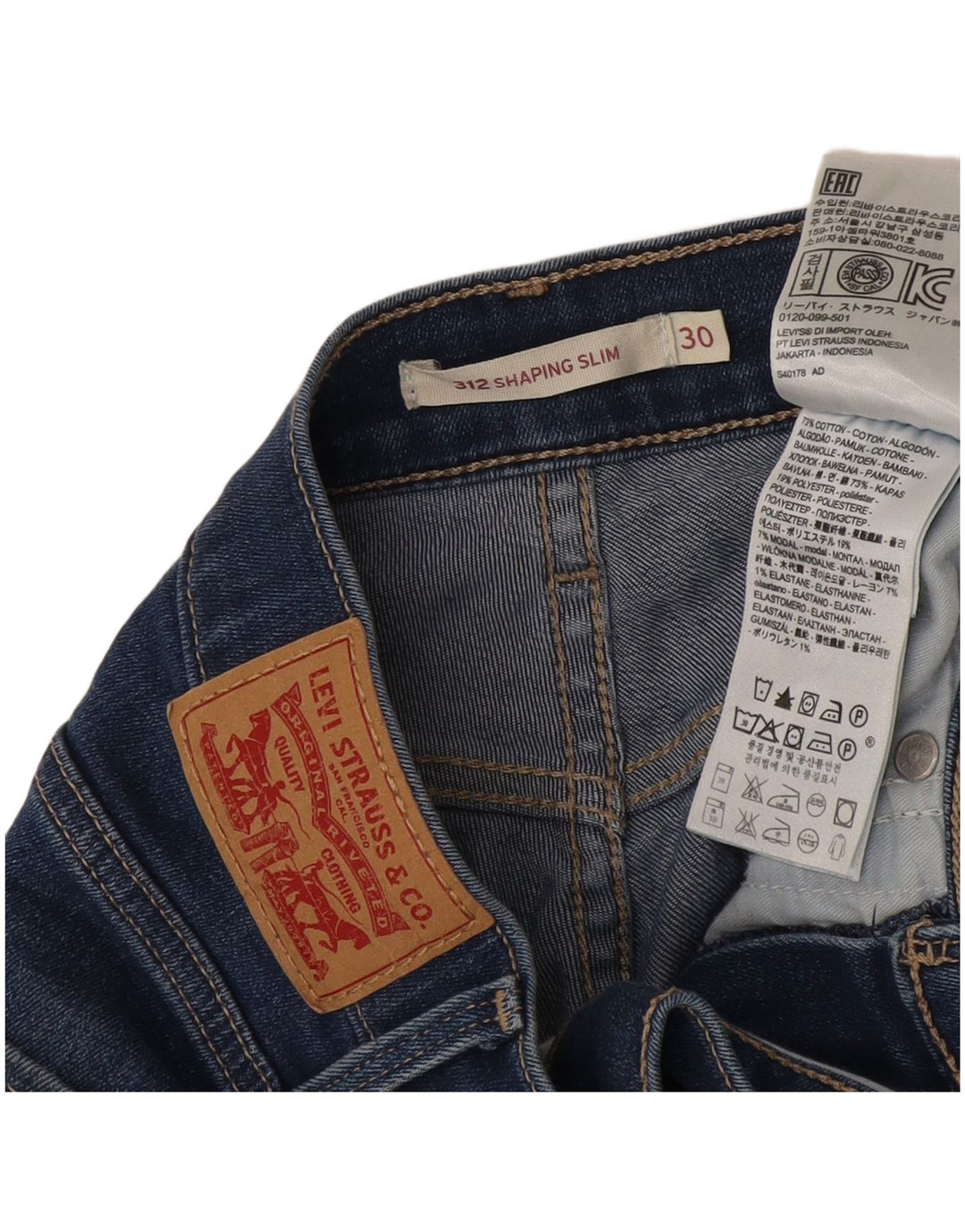 Levi's Womens 312 denimshorts W30 Medium Blue Bomuld