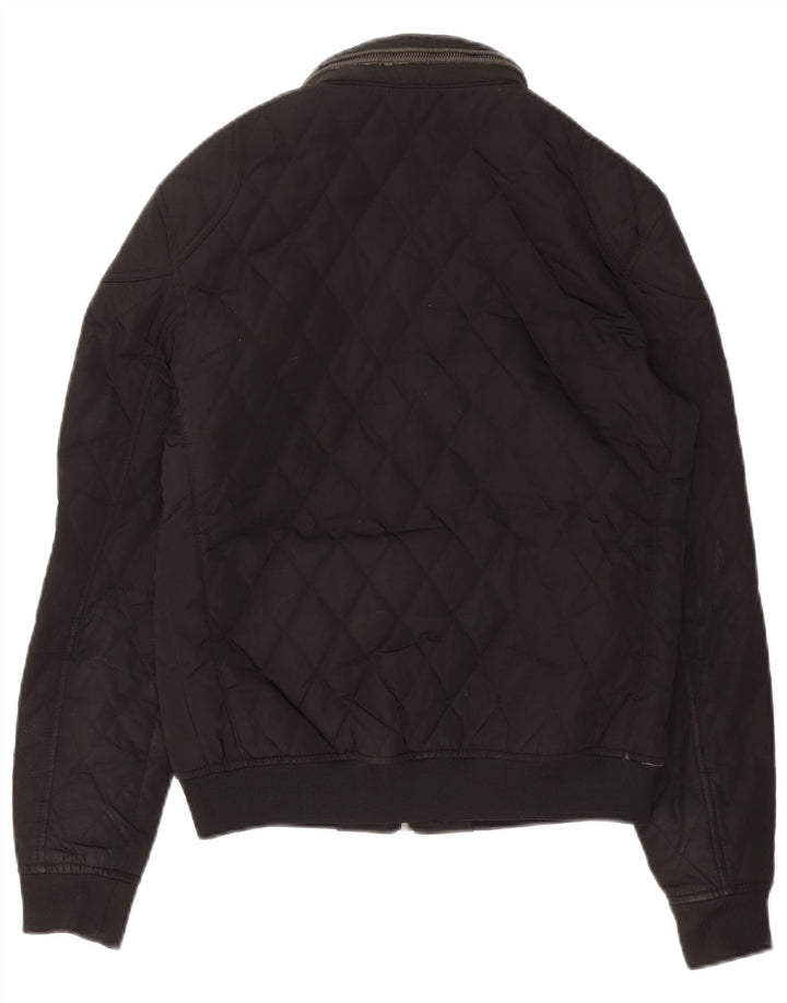 Zara Chaqueta acolchada con capucha para hombre UK 36 Small Poliéster negro