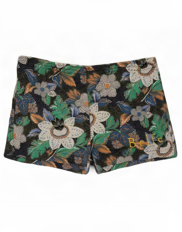 Belfe Mens Swimming Shorts IT 48 Small Green Floral Cotton