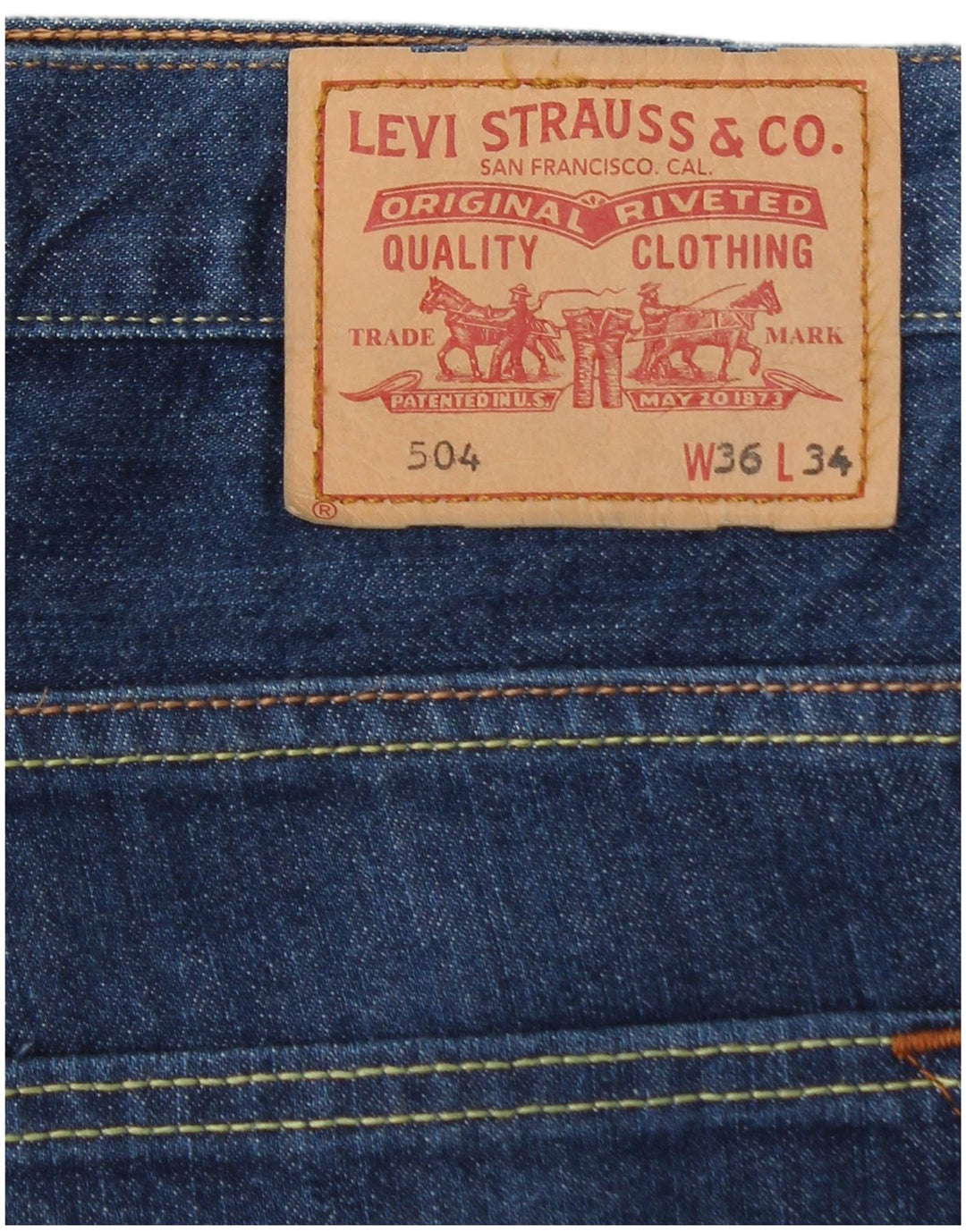 Levi's Mens 504 Straight Jeans W36 L29 Blue Cotton