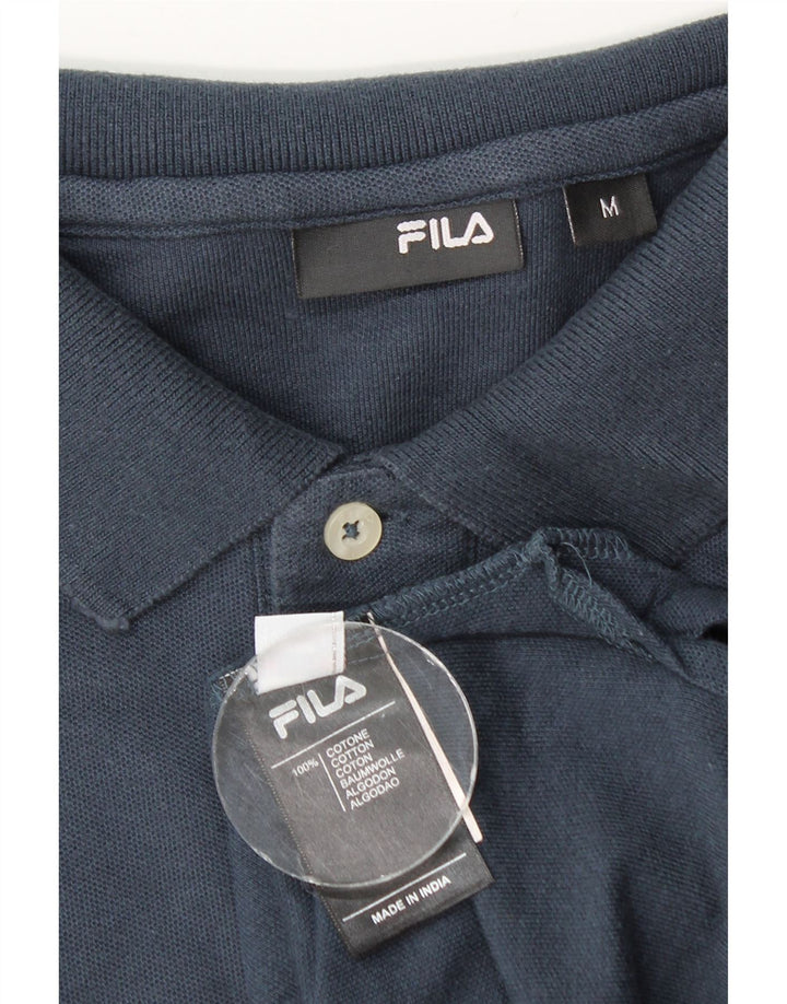 Fila Mens Long Sleeve Polo Shirt Medium Navy Blue Cotton