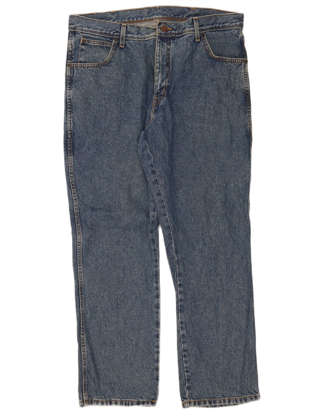 Wrangler Mens Regular Fit Straight Jeans W38 L30 Blue Cotton