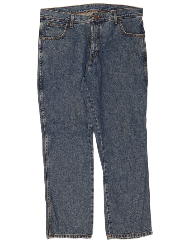 Wrangler Mens Regular Fit Straight Jeans W38 L30 Blue Cotton