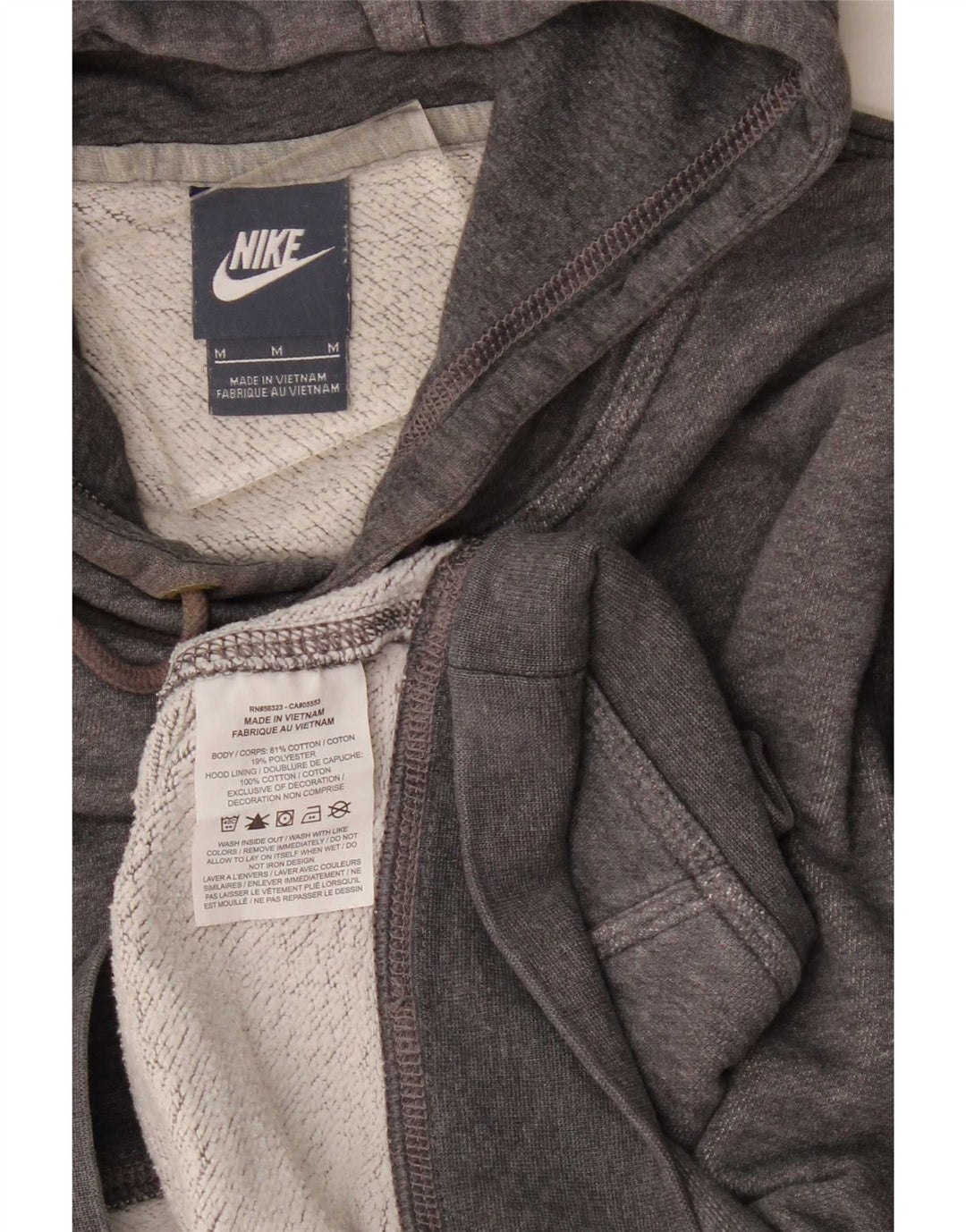 Nike Mens Hoodie Jumper Medium Grey Cotton