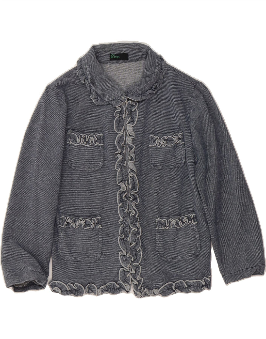 BENETTON Womens Cardigan Top IT 42 Medium Navy Blue Cotton Vintage Benetton and Second-Hand Benetton from Messina Hembry 
