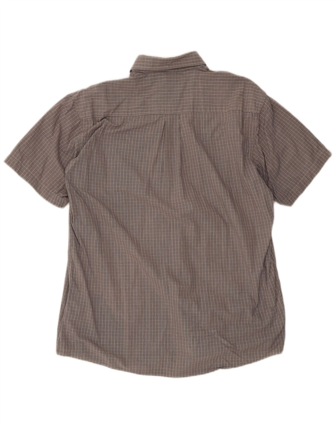 Brugi Mens Short Sleeve Shirt Size 41 Large Grey Check Cotton